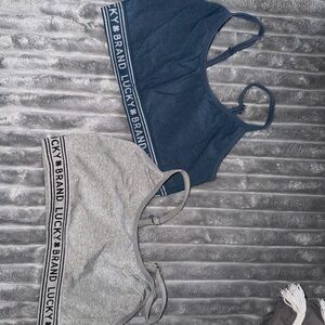 Lucky Brand Navy and Light Gray Bralette Duo